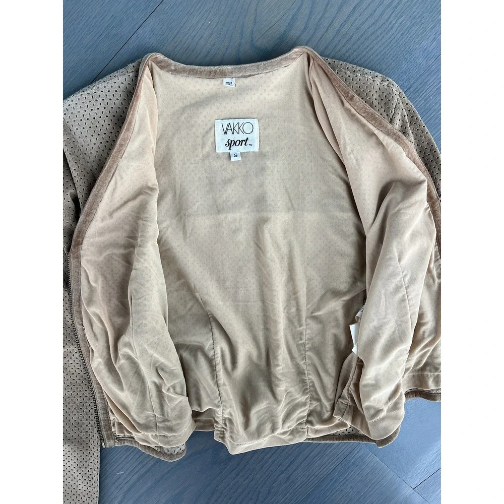 VAKKO Sport suede Leather Vintage Jacket Perforated Leather Size Small - Picture 7 of 8